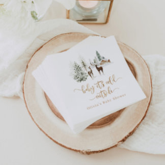 Serviette En Papier Baby shower d'hiver des cerfs de forêt