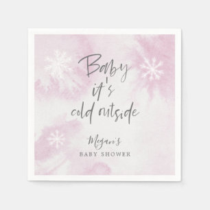 Serviette En Papier Baby shower d'hiver neige rose Aquarelle