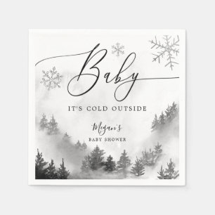 Serviette En Papier Baby shower d'hiver neigeux Gris Snowflakes