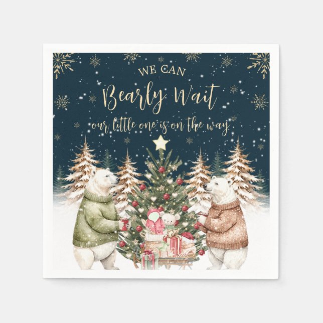 Serviette En Papier Baby shower d'hiver Ours polaire Snowflake (Devant)