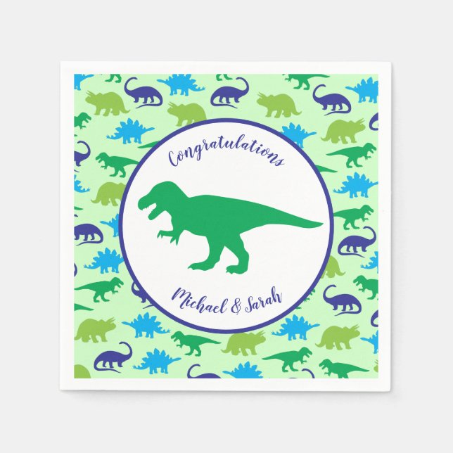 Serviette En Papier Baby shower Dinosaur (Devant)