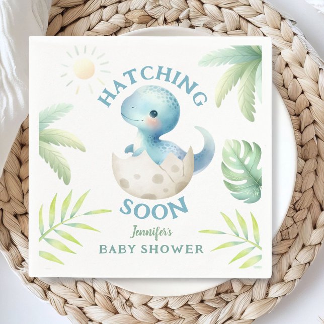 Serviette En Papier Baby shower Dinosaur garçon Cute Dino (Créateur téléchargé)