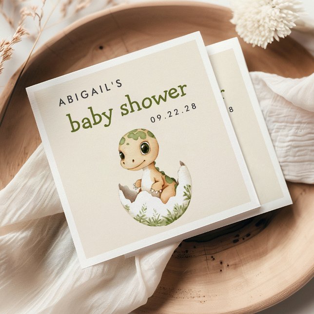 Serviette En Papier Baby shower Dinosaure à couver mignon (Créateur téléchargé)