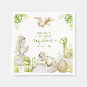 Serviette En Papier Baby shower Dinosaure Aquarelle Douce