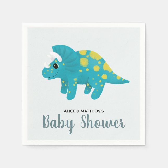 Serviette En Papier Baby shower Dinosaure de la Jungle Bleue (Devant)