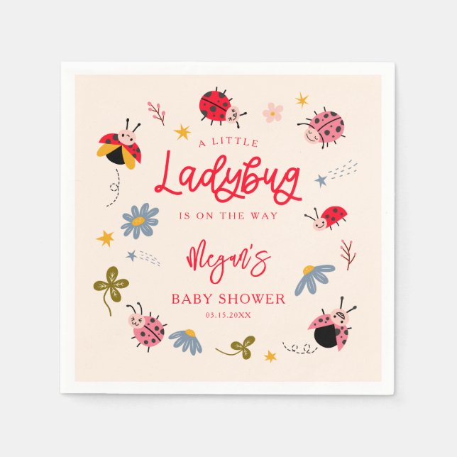 Serviette En Papier Baby shower d'insectes de Little Ladybug (Devant)