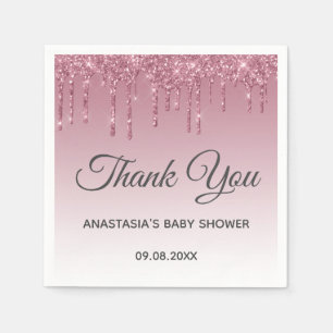 Serviette En Papier Baby shower d'Merci d'or Glam Purple Rose Rose