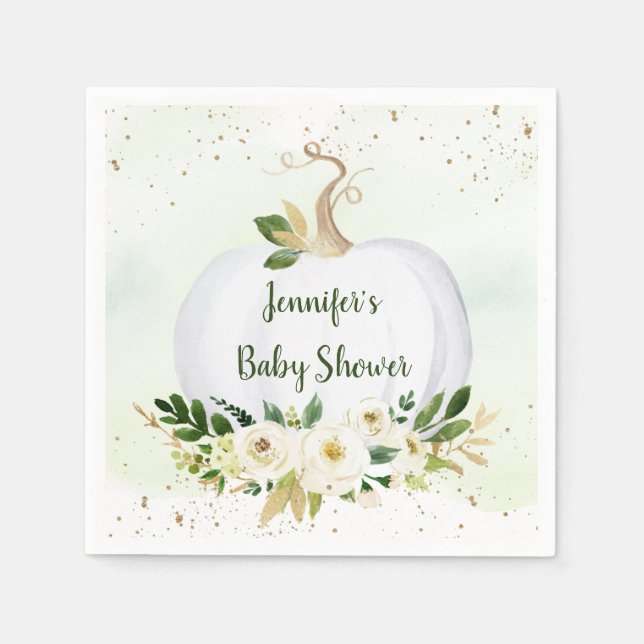 Serviette En Papier Baby shower d'or petit Citrouille (Devant)