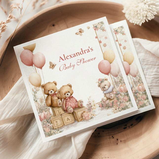 Serviette En Papier Baby shower d'ours en peluche (Créateur téléchargé)