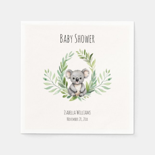Serviette En Papier Baby shower d'ours Koala minimal mou (Devant)