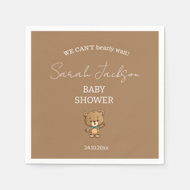 Serviette En Papier Baby shower d'ours Neutre Neutre (Devant)