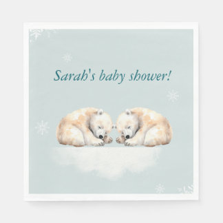 Serviette En Papier Baby shower d'ours polaire Twins