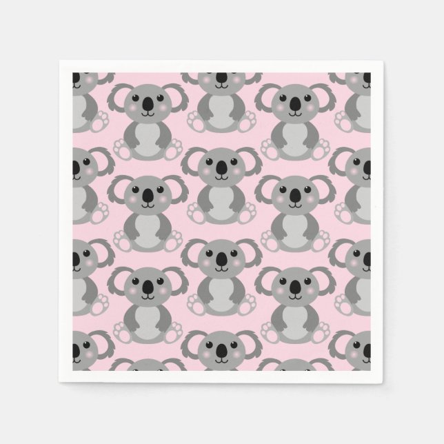 Serviette En Papier Baby shower d'ours rose Koala (Devant)