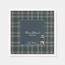 Baby shower d'ours rustique Tartan