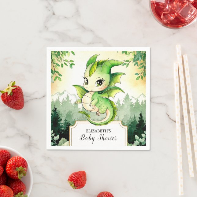 Serviette En Papier Baby shower Dragon (En situation)