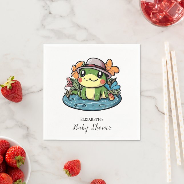 Serviette En Papier Baby shower Dreamy Simple Frog (En situation)