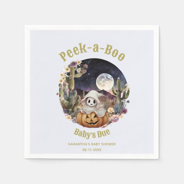 Serviette En Papier Baby shower du Citrouille d'Halloween Boo (Devant)