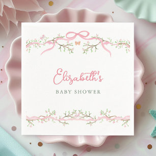 Serviette En Papier Baby shower du jardin de printemps rose aquarelle
