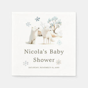 Serviette En Papier Baby shower du loup arctique d'hiver