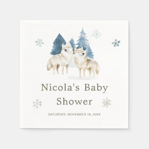 Serviette En Papier Baby shower du loup arctique d'hiver