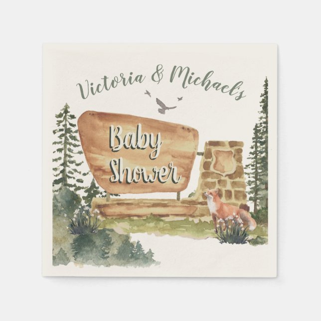 Serviette En Papier Baby shower du parc national Adventure Woodland (Devant)