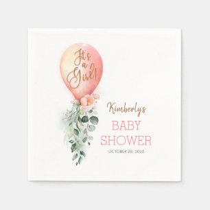 Serviette En Papier Baby shower élégant à balloon rose pâle Garland