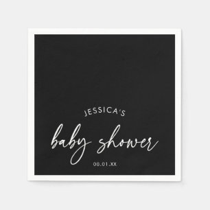 Serviette En Papier Baby-Shower Élégant avec Écriture Noire