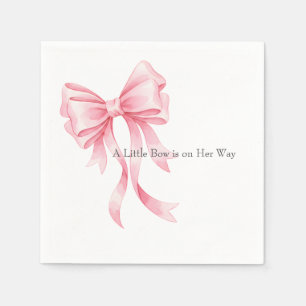 Serviette En Papier Baby Shower Élégant Ruban Aquarelle Rose