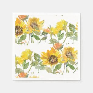 Serviette En Papier Baby Shower Élégant Tournesol Jaune Abeille Soleil