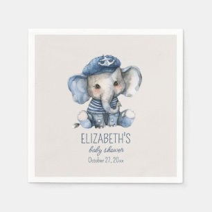 Serviette En Papier Baby Shower éléphant bébé bleu marine