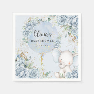 Serviette En Papier Baby shower éléphant bleu bleu doux à bulle