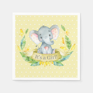 Serviette En Papier Baby shower Eléphant fille serviettes jaunes