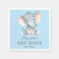 Baby shower Eléphant Garçon Bleu et Gris