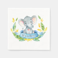 Baby shower éléphant garçon serviettes bleues