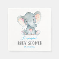 Baby shower éléphant garçon serviettes bleues