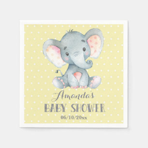Serviette En Papier Baby shower éléphant serviettes jaune et gris