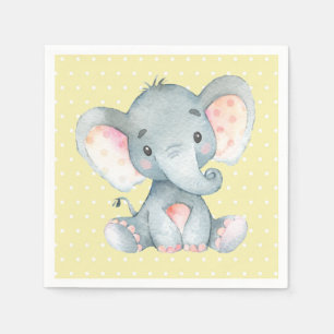Serviette En Papier Baby shower éléphant serviettes jaunes