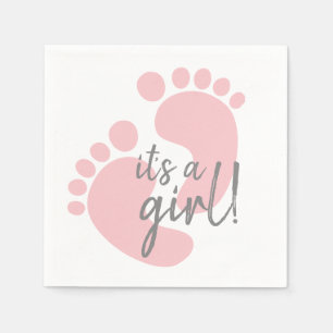 Serviette En Papier Baby shower Empreintes rose