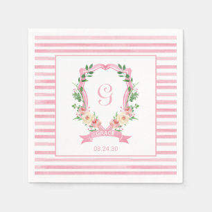 Serviette En Papier Baby shower en crête rose
