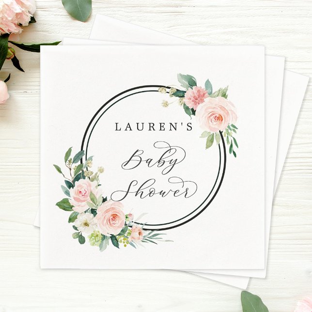 Serviette En Papier Baby shower en fleurs rose pâle (Créateur téléchargé)