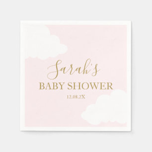 Serviette En Papier Baby shower en nuage rose