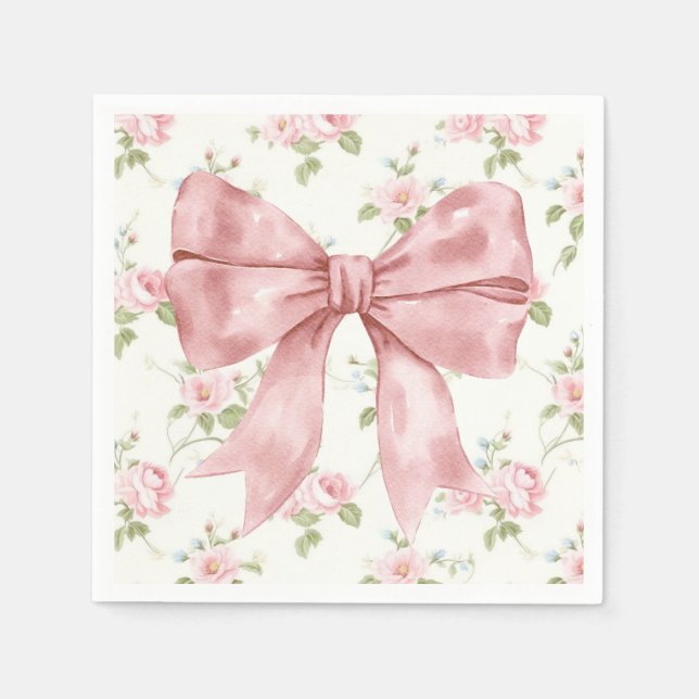 Serviette En Papier Baby shower en ruban rose (Devant)