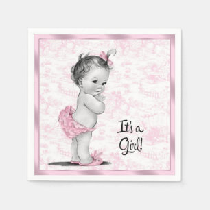 Serviette En Papier Baby shower en toile rose