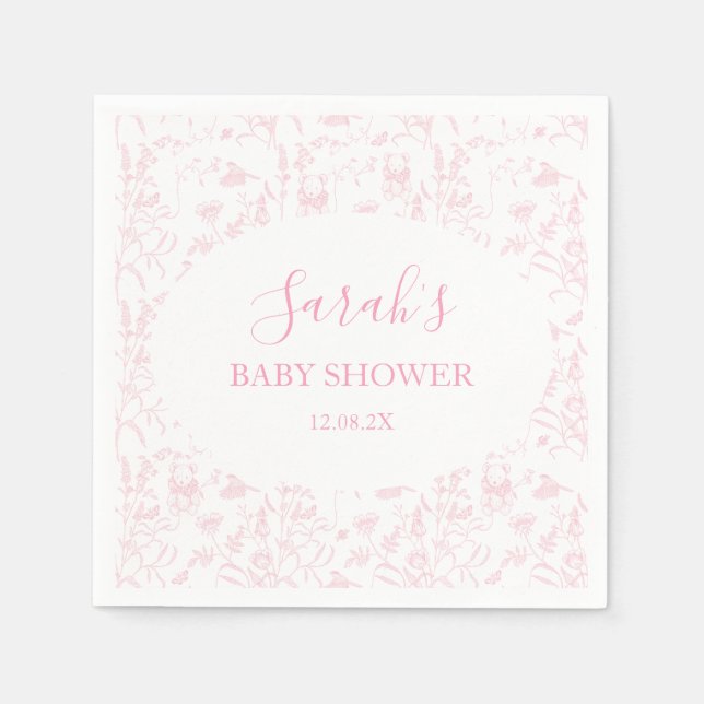 Serviette En Papier Baby shower en toile rose fille (Devant)