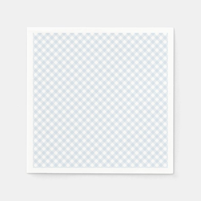 Serviette En Papier Baby shower en vichy bleu clair simple (Devant)