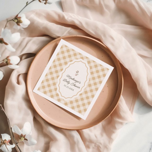 Serviette En Papier baby shower En vichy Goose (Gingham Goose Baby Shower napkin)