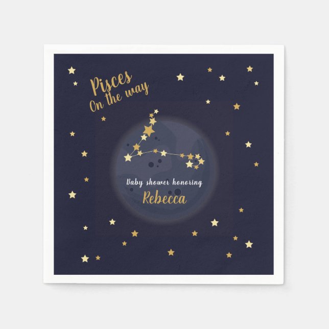 Serviette En Papier Baby shower en zodiaque Pisces (Devant)