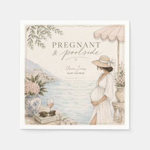 Serviette En Papier Baby-shower enceinte au bord de la piscine