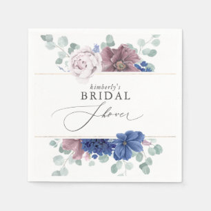 Serviette En Papier Baby shower et mariage mauve bleu marine floral