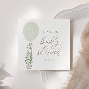 Serviette En Papier Baby shower Eucalyptus à Ballotte verte Sage